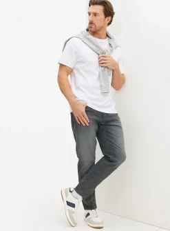 Mid Grey Denim Tapered Fit Jeans 40S