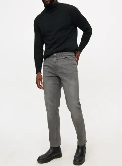 Mid Grey Washed Slim Fit Denim Jeans 36L