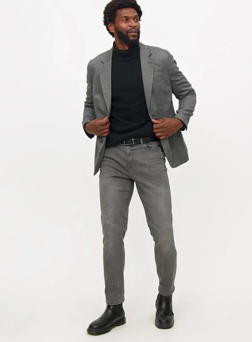 Mid Grey Washed Slim Fit Denim Jeans 36L