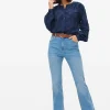 Mid Rinse Denim Slim Flared Jeans 8R