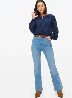 Mid Rinse Denim Slim Flared Jeans 8R