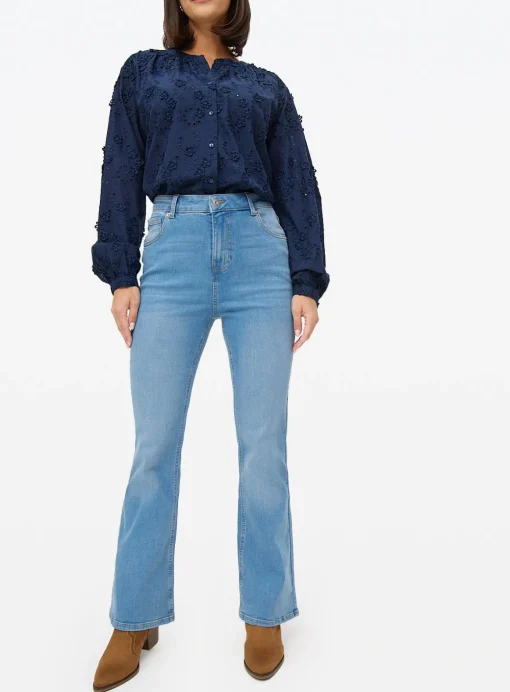 Mid Rinse Denim Slim Flared Jeans 8R