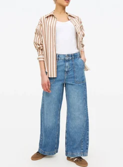Mid Rinse Denim Wide Leg Carpenter Jeans 16R