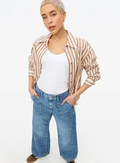 Mid Rinse Denim Wide Leg Carpenter Jeans 16R
