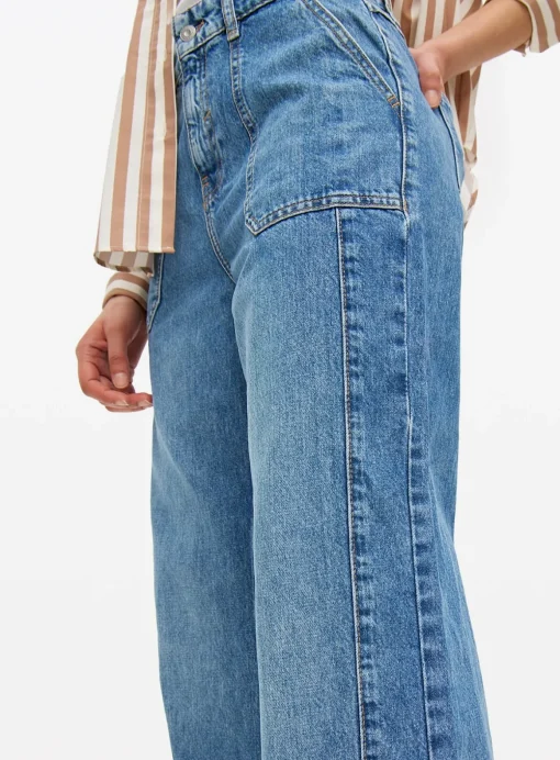 Mid Rinse Denim Wide Leg Carpenter Jeans 16R