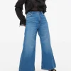 Mid Rinse Flared Palazzo Denim Jeans 18L