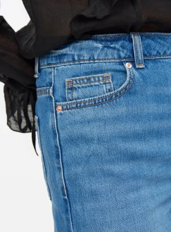 Mid Rinse Flared Palazzo Denim Jeans 18L