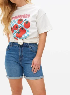 Mid Wash Denim Boy Shorts 10