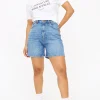 Mid Wash Denim Mom Shorts 8