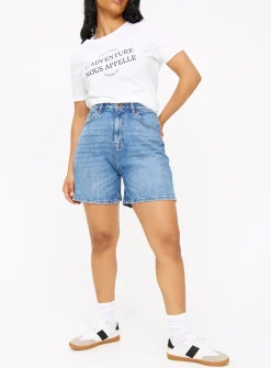 Mid Wash Denim Mom Shorts 8