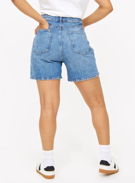 Mid Wash Denim Mom Shorts 8