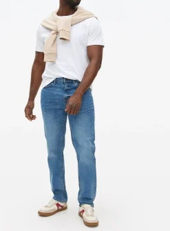 Mid Washed Denim Straight Leg Jeans 38R