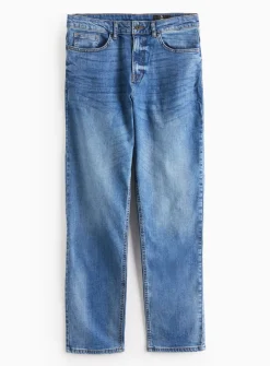 Mid Washed Denim Straight Leg Jeans 38R