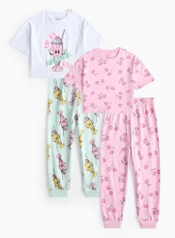 Milkshake & Pink Cherry Print Pyjamas 2 Pack 8-9 years