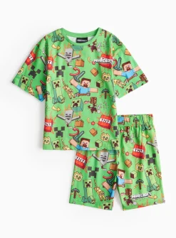 Minecraft Print Short Sleeve Pyjama Set 8-9 years