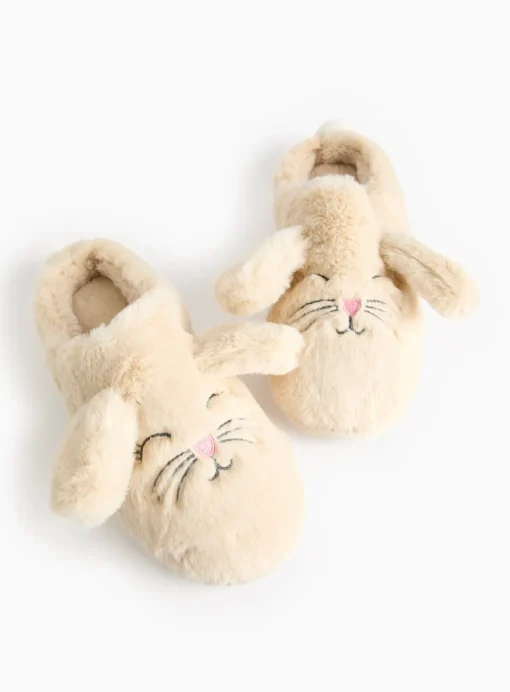 Mini Me Bunny Plush Faux Fur Mule Slippers 10-11 Infant