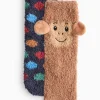 Monkey & Spot Cosy Socks 2 Pack 12.5-3.5