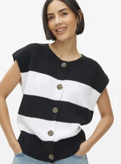 Mono Block Stripe Knitted Vest 12