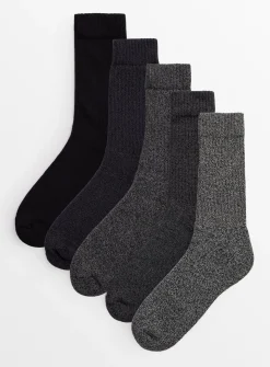 Mono Cushioned Comfort Sole Socks 5 Pack 6-8.5
