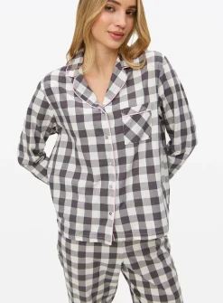 Mono Gingham Print Traditional Pyjamas 8
