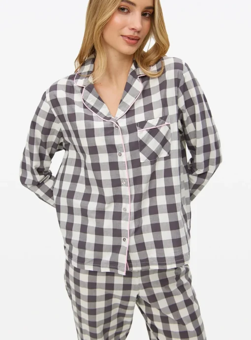 Mono Gingham Print Traditional Pyjamas 8