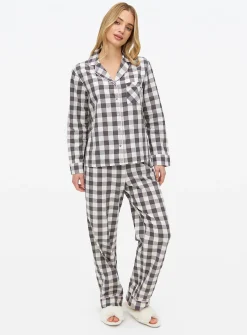 Mono Gingham Print Traditional Pyjamas 8