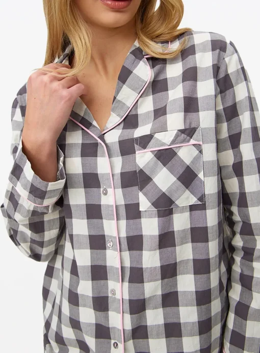 Mono Gingham Print Traditional Pyjamas 8