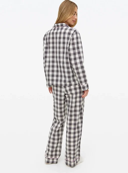 Mono Gingham Print Traditional Pyjamas 8