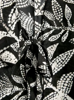 Mono Leaf Print Long Line Cover Up XS