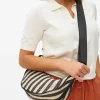 Mono Stripe Straw Half Moon Bag One Size