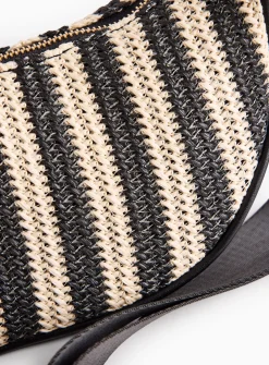 Mono Stripe Straw Half Moon Bag One Size
