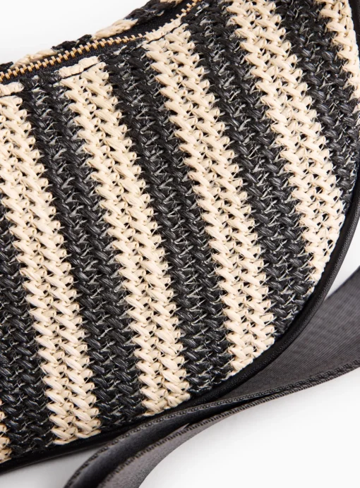 Mono Stripe Straw Half Moon Bag One Size