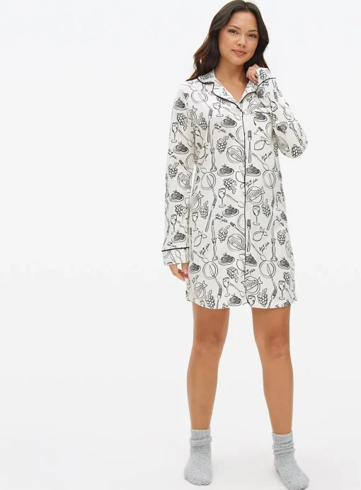 Mono Wine & Dine Printed Nightshirt S