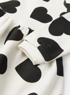 Monochrome Heart Print Sweatshirt Dress 1-2 years