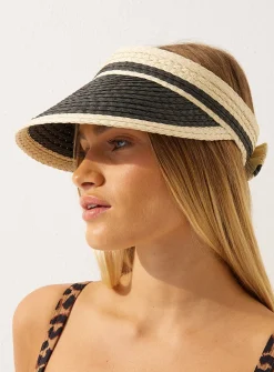 Monochrome Straw Visor Hat One Size