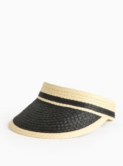 Monochrome Straw Visor Hat One Size