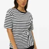 Monochrome Stripe Knot Front T-Shirt 22