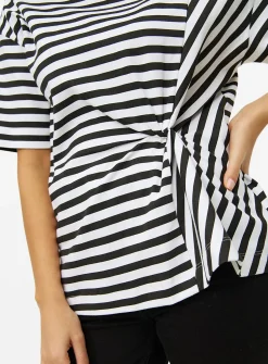 Monochrome Stripe Knot Front T-Shirt 22