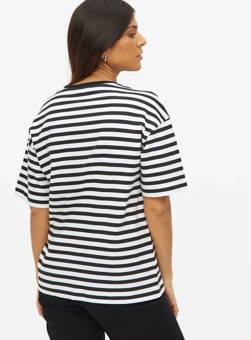 Monochrome Stripe Knot Front T-Shirt 22
