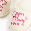 Mother's Day Slogan Cream Mule Slippers L