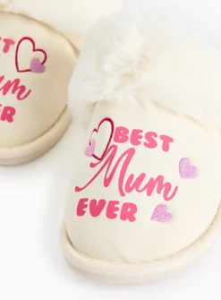 Mother's Day Slogan Cream Mule Slippers L