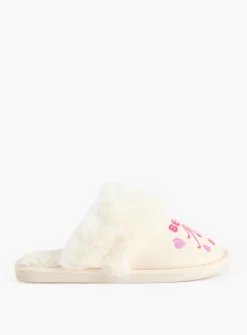 Mother's Day Slogan Cream Mule Slippers L