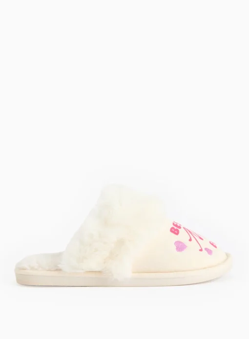 Mother's Day Slogan Cream Mule Slippers L
