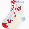 Mother's Day Tomatoes Print Ankle Socks 2 Pack 4-8