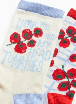 Mother's Day Tomatoes Print Ankle Socks 2 Pack 4-8