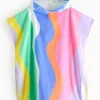 Multi Stripe Print Towel Poncho 2-5 years