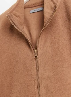 Natural Brown Zip-Through Fleece L
