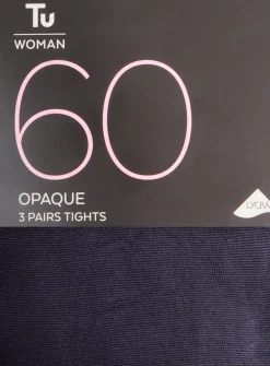 Navy 60 Denier Opaque Tights 3 Pack S
