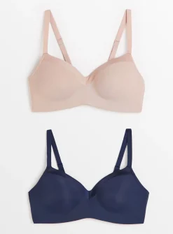Navy & Beige Balcony Bras 2 Pack 38DD