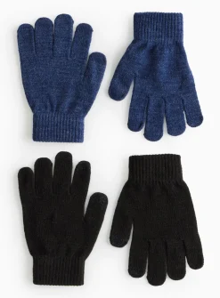Navy & Black Magic Touchscreen Gloves 2 Pack One Size